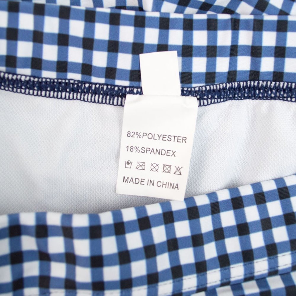 AONIHUA Blue Gingham Bikini Top High-Waist Bottoms - Picture 8 of 13